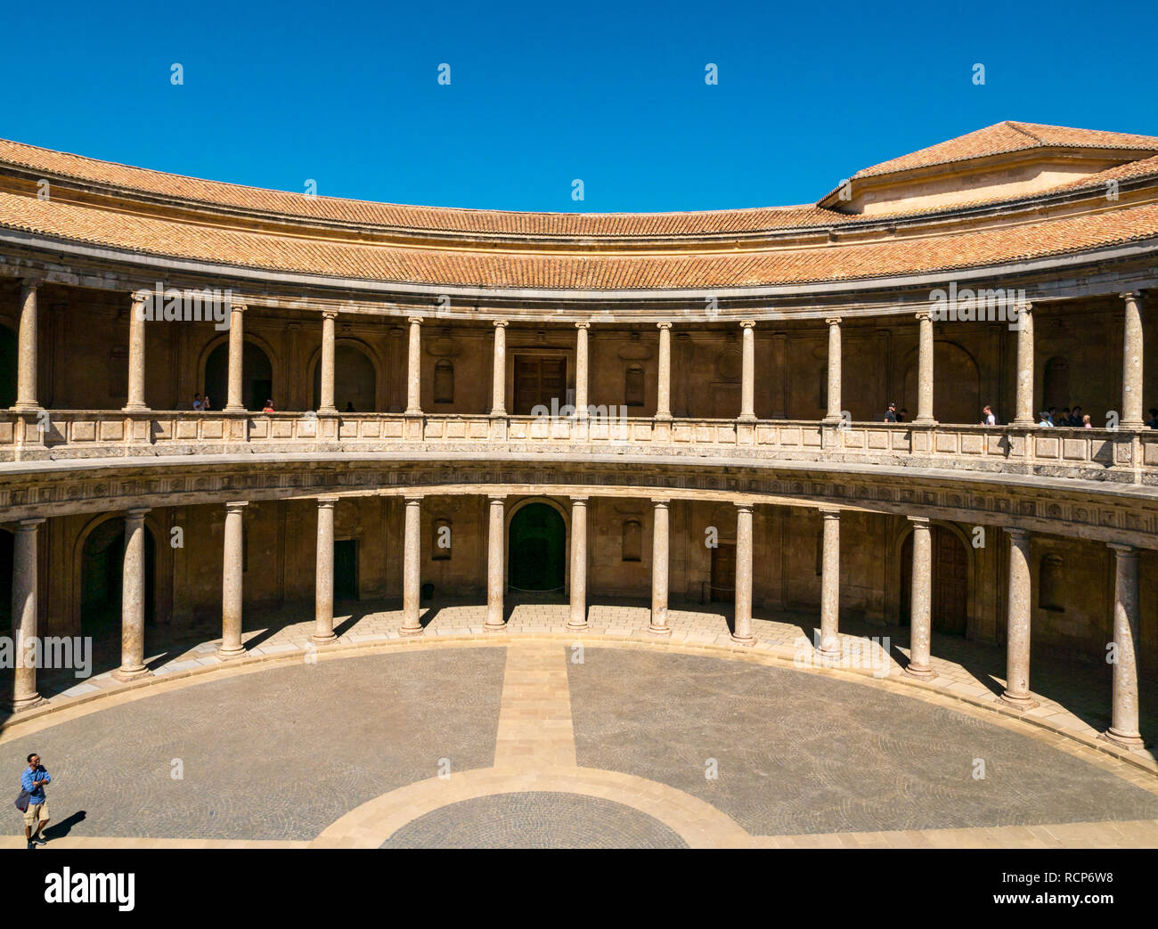 Carlos V, Cour du Palais, l'Alhambra de Grenade, Andalousie, Espagne Banque D'Images