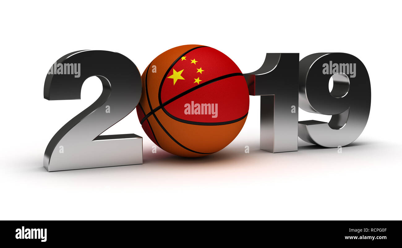 Chine 2019 (championnat de baskettball mot isolé sur fond blanc) Banque D'Images