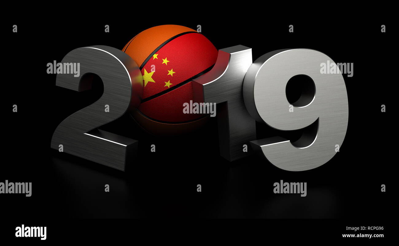 Chine 2019 (championnat de baskettball mot isolé sur fond blanc) Banque D'Images