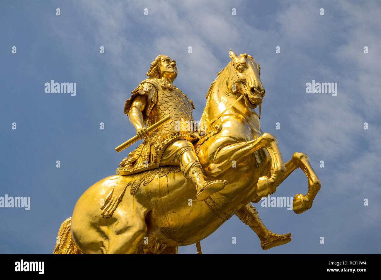 Golden Horse 'Goldener Reiter', la statue d'août la forte à Dresde, Saxe, Allemagne Banque D'Images