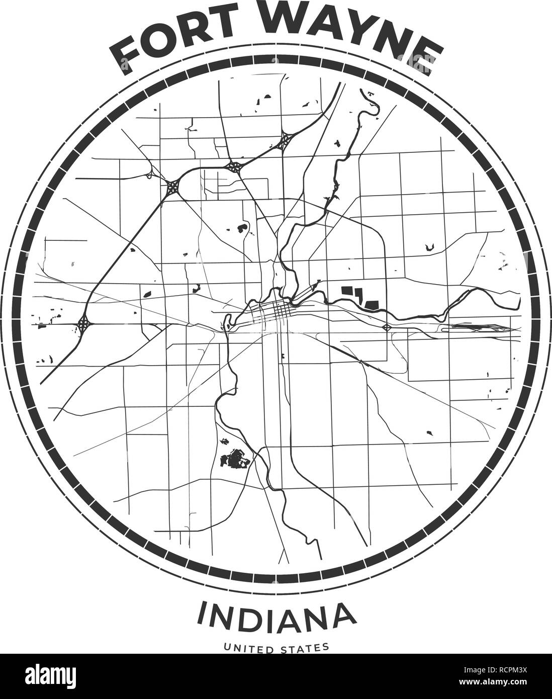 Rcpm Label Carte de fort wayne indiana Banque de photographies et d’images à haute ...