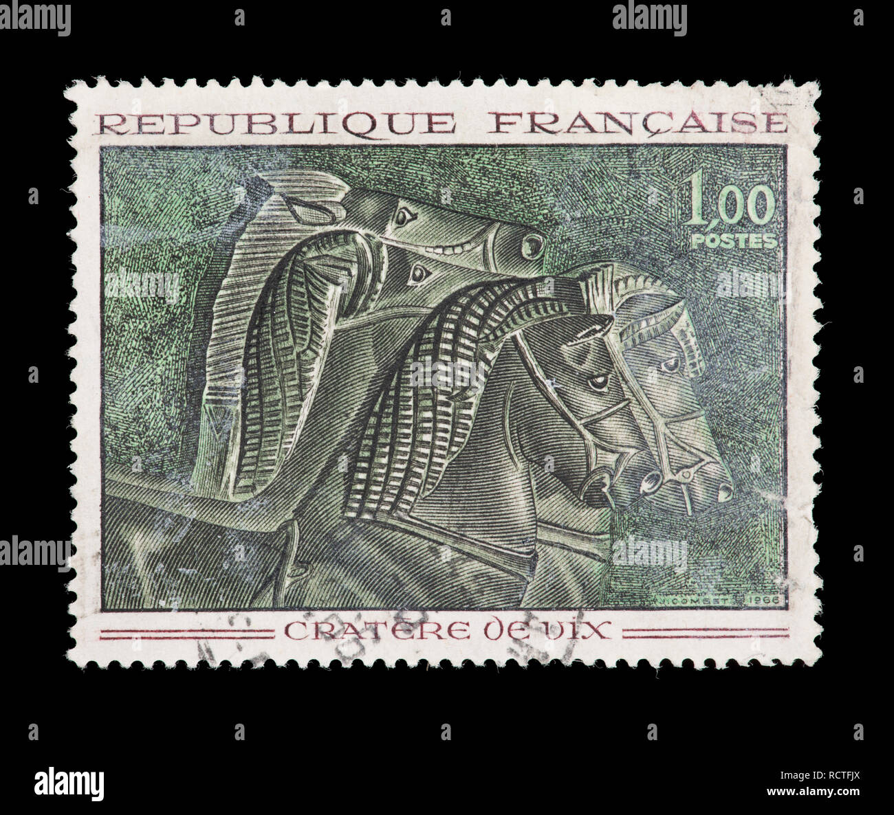 Timbre-poste de la France représentant des chevaux de bronze de navire 67239 Banque D'Images