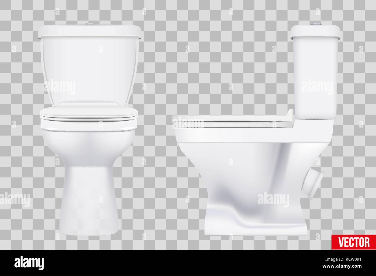 Toilettes en céramique ensemble modèle classique Illustration de Vecteur