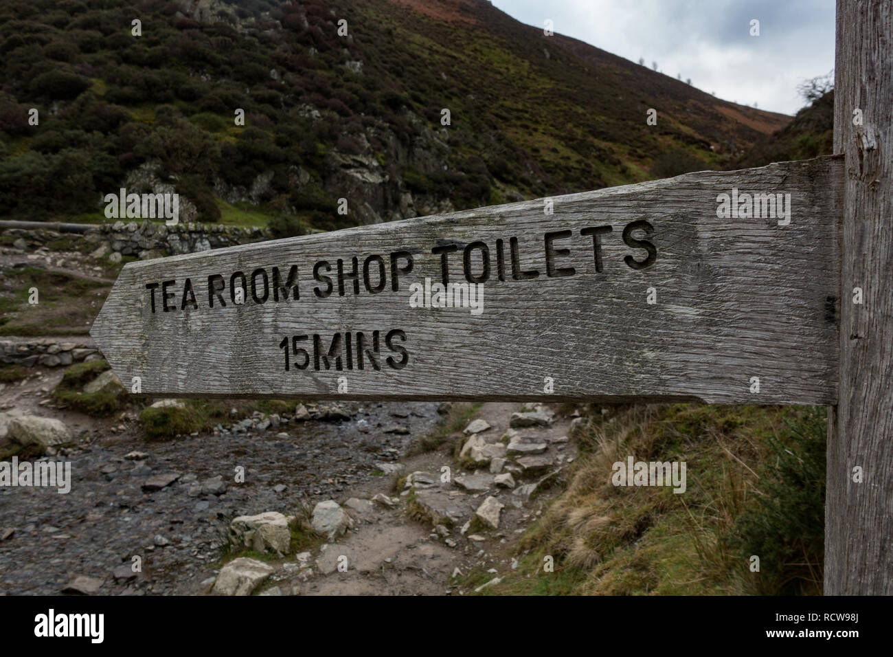 Sentier pour signer. La vallée de moulin à carder. Long Mynd. Le Shropshire. Îles britanniques. Banque D'Images
