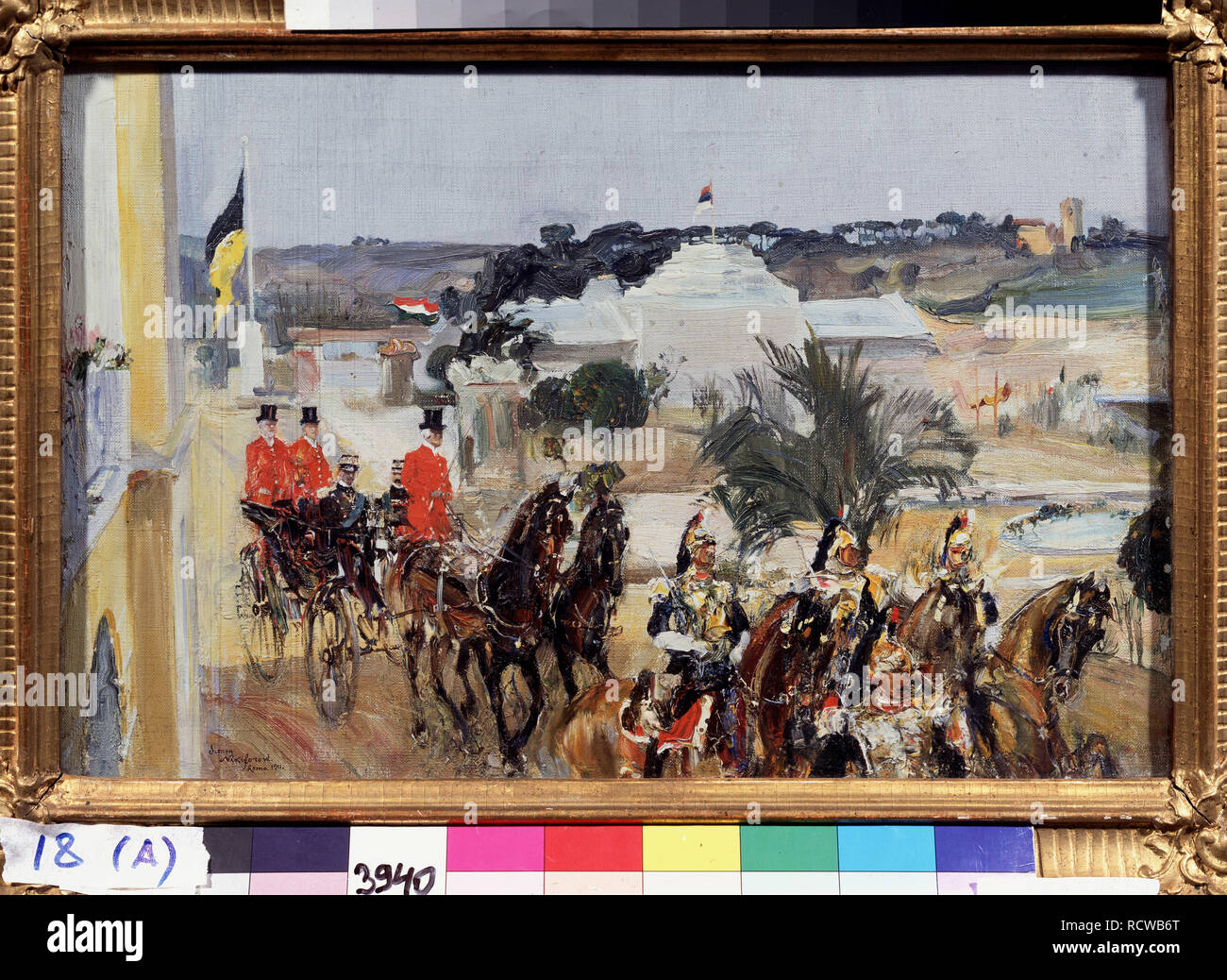 Victor Emmanuel III, roi d'Italie la visite du Salon International de Rome 1911. Musée : I. régionale d'état de l'Art Museum, Pozhalostin Ryasan. Auteur : Nikiforov, Semyon Gavrilovich. Banque D'Images