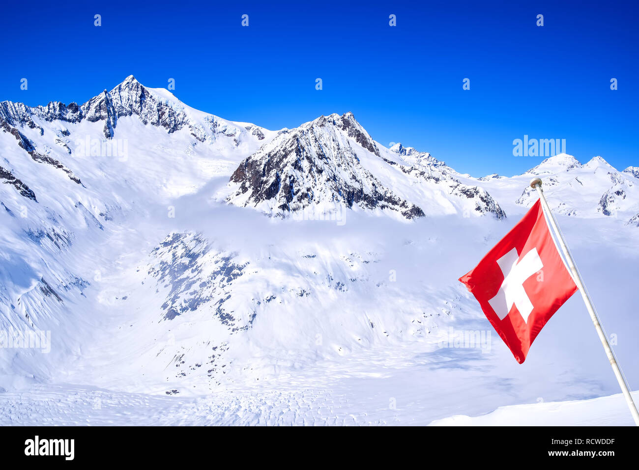 Vue sur le glacier d'Aletsch, Eggishornn,, Suisse Banque D'Images