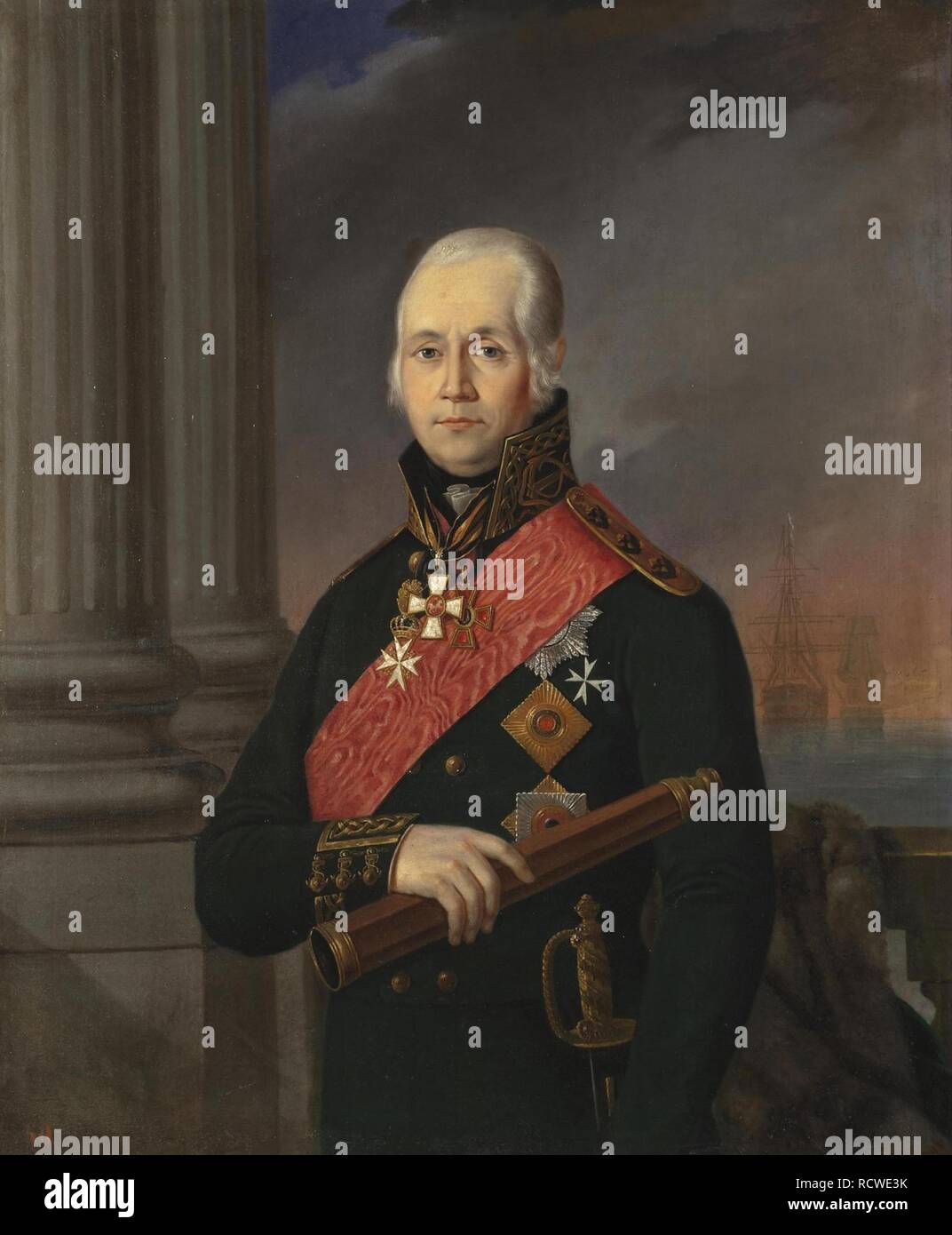 Portrait de l'amiral Fiodor Fiodorovitch Ouchakov (1745-1817). Musée : Etat de l'Ermitage, Saint-Pétersbourg. Auteur : anonyme. Banque D'Images