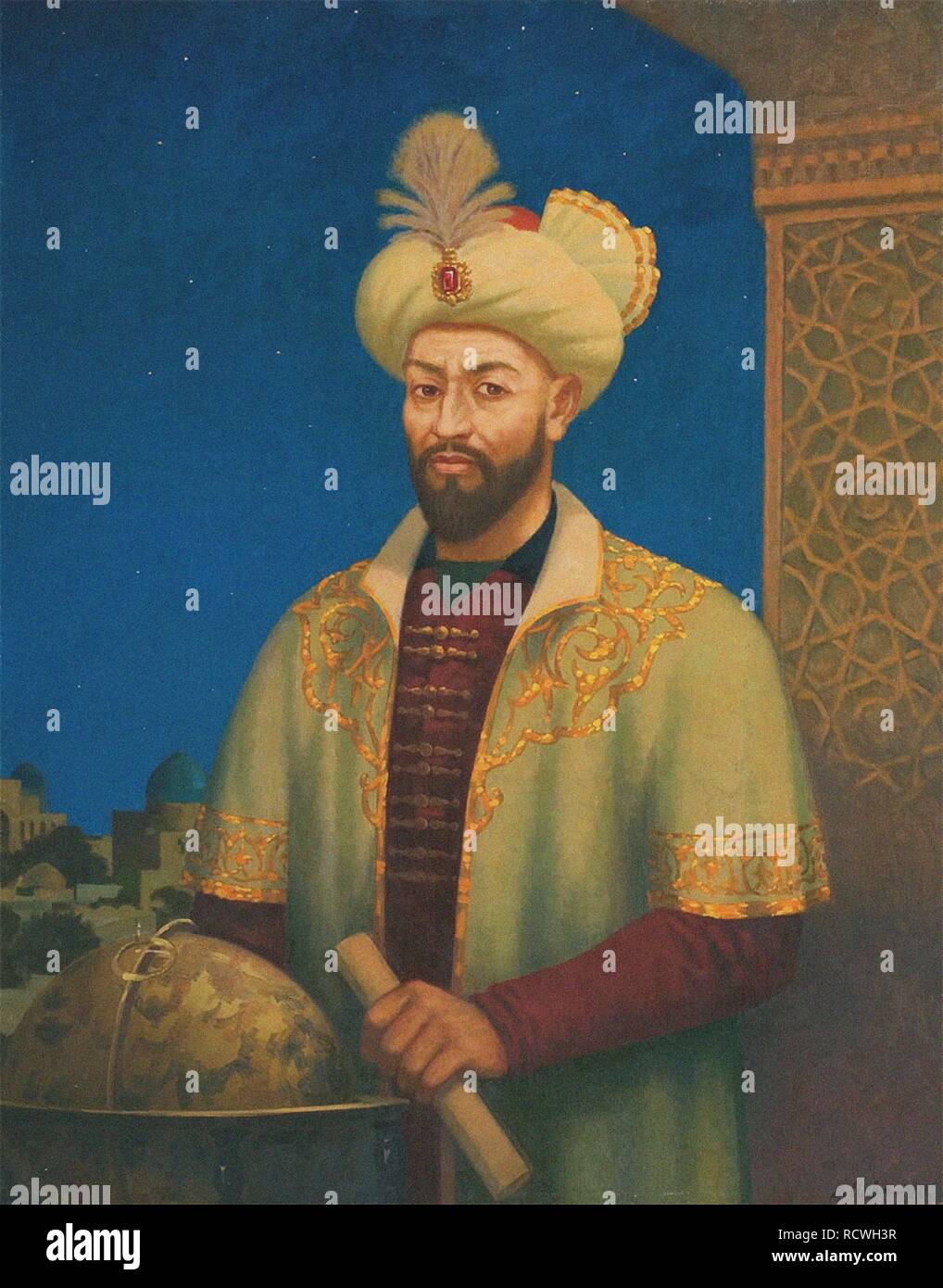 Ulugh Beg dans l'Observatoire. Musée : Musée d'Ulugh Beg, Samarkand. Auteur : anonyme. Banque D'Images