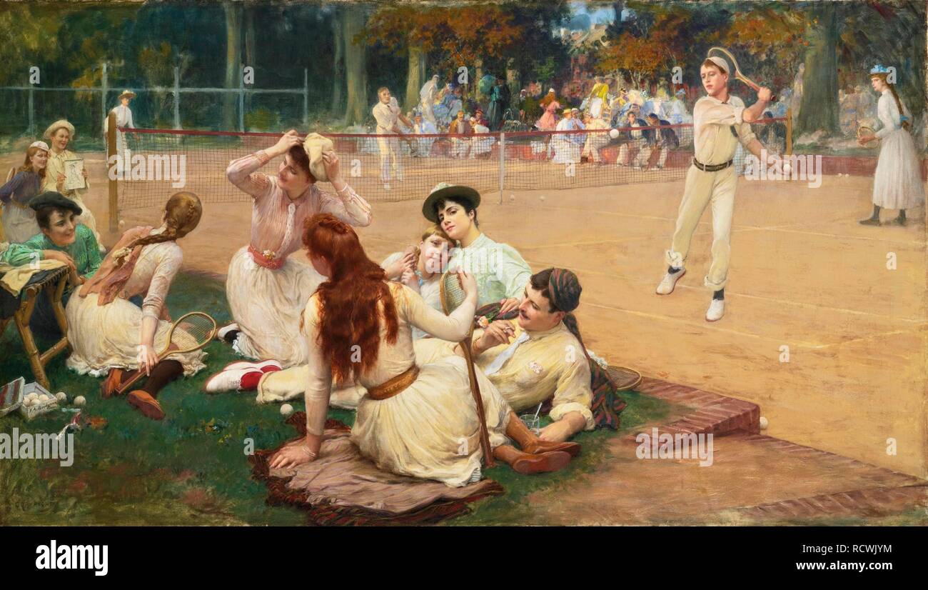 Lawn Tennis Club. Musée : collection privée. Auteur : FREDERICK ARTHUR BRIDGMAN,. Banque D'Images