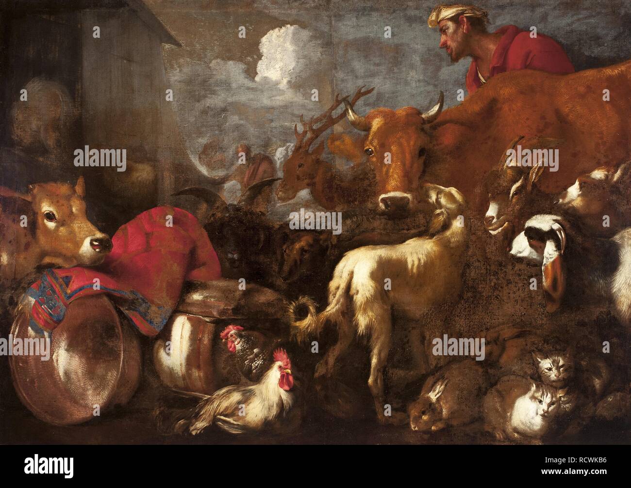 Le Conseil d'animaux Arche de Noé : Musée Musei di Strada Nuova, Gênes. Auteur : GIOVANNI BENEDETTO CASTIGLIONE,. Banque D'Images