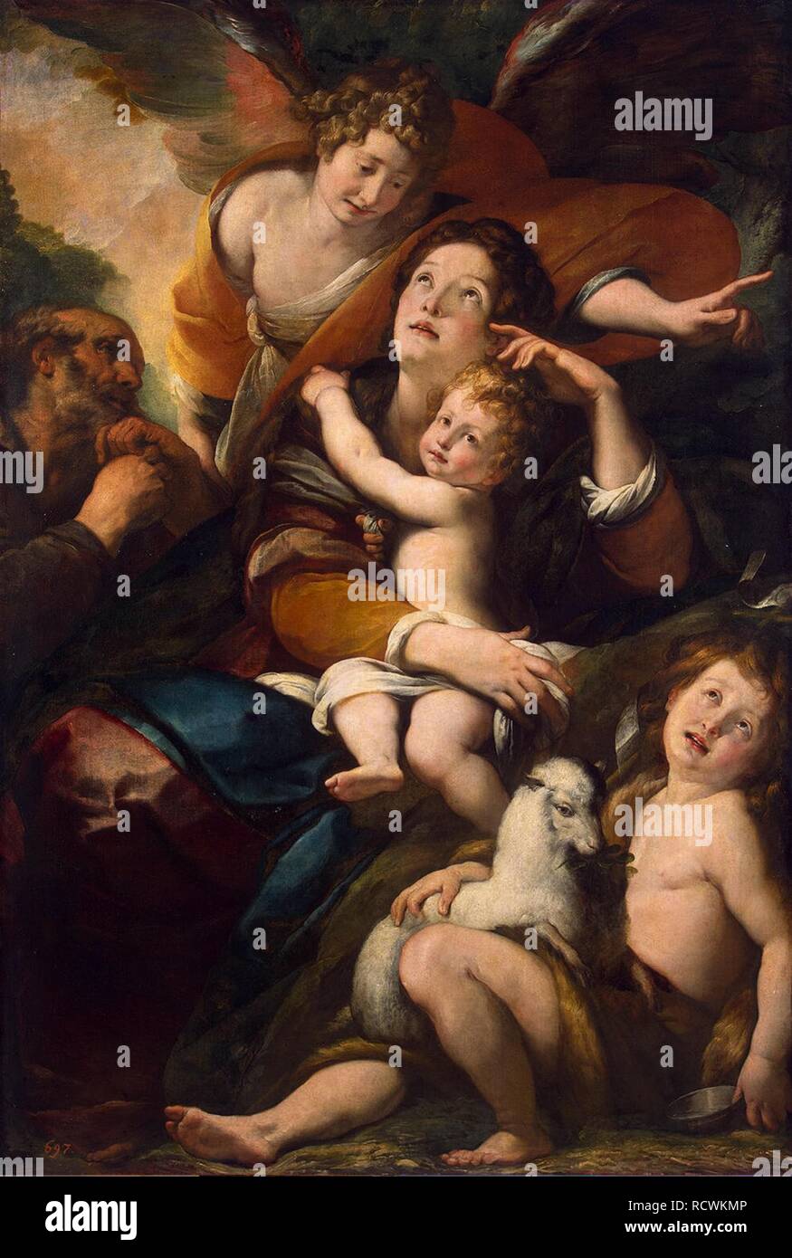 La Sainte Famille avec saint Jean Baptiste et l'ange. Musée : Etat de l'Ermitage, Saint-Pétersbourg. Auteur : PROCACCINI, Giulio Cesare. Banque D'Images