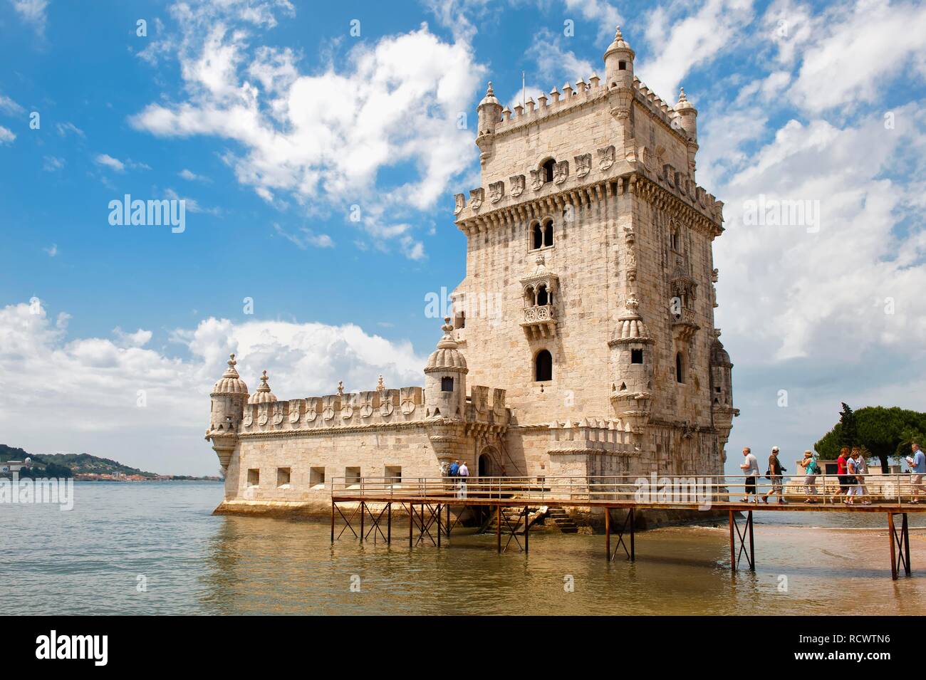 Torre de Belem, Belem Tower ou tour de St Vincent, Site du patrimoine mondial de l'UNESCO, le quartier de Belém, Lisbonne, Portugal, Europe Banque D'Images