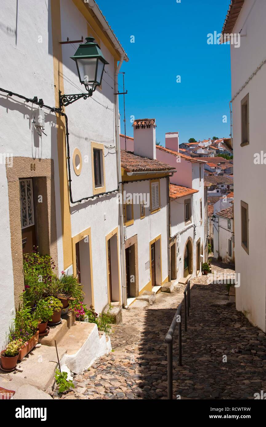 La rue médiévale, Castelo de Vide, de l'Alentejo, Portugal, Europe Banque D'Images