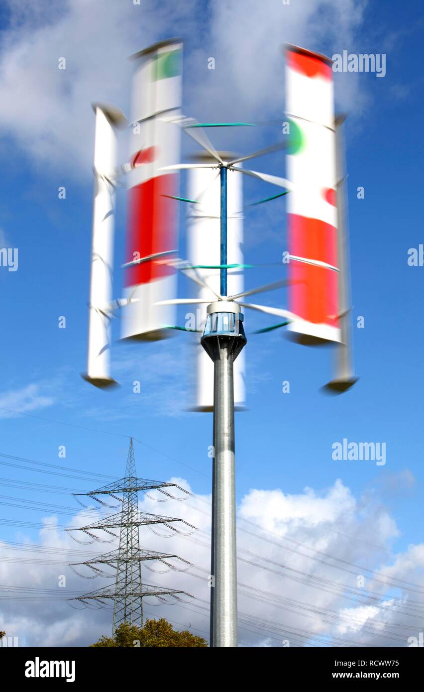 L'éolienne verticale, soi-disant contre-collés, de l'installation d'essai fournisseur local, Emscher-Lippe-Energie, l'alimentation Banque D'Images