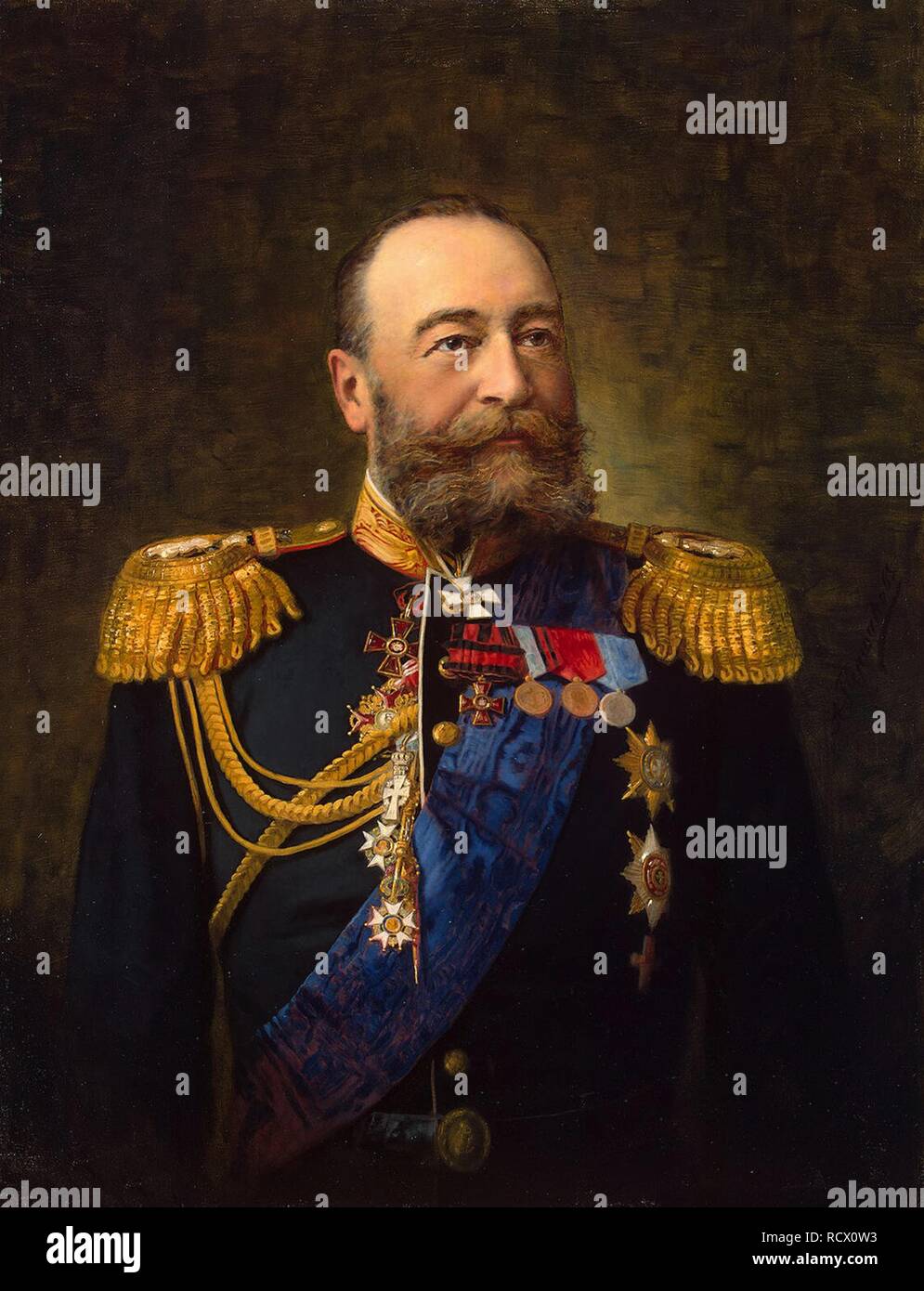 Portrait de l'amiral Evgueni Ivanovitch Alexeïev (1843-1917). Musée : Etat de l'Ermitage, Saint-Pétersbourg. Auteur : Pershakov, Alexandre Fiodorovitch. Banque D'Images