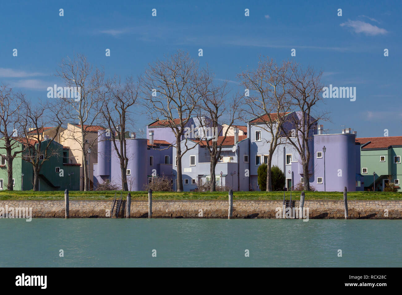 Maisons colorées de Burano, Venise, Italie. Banque D'Images