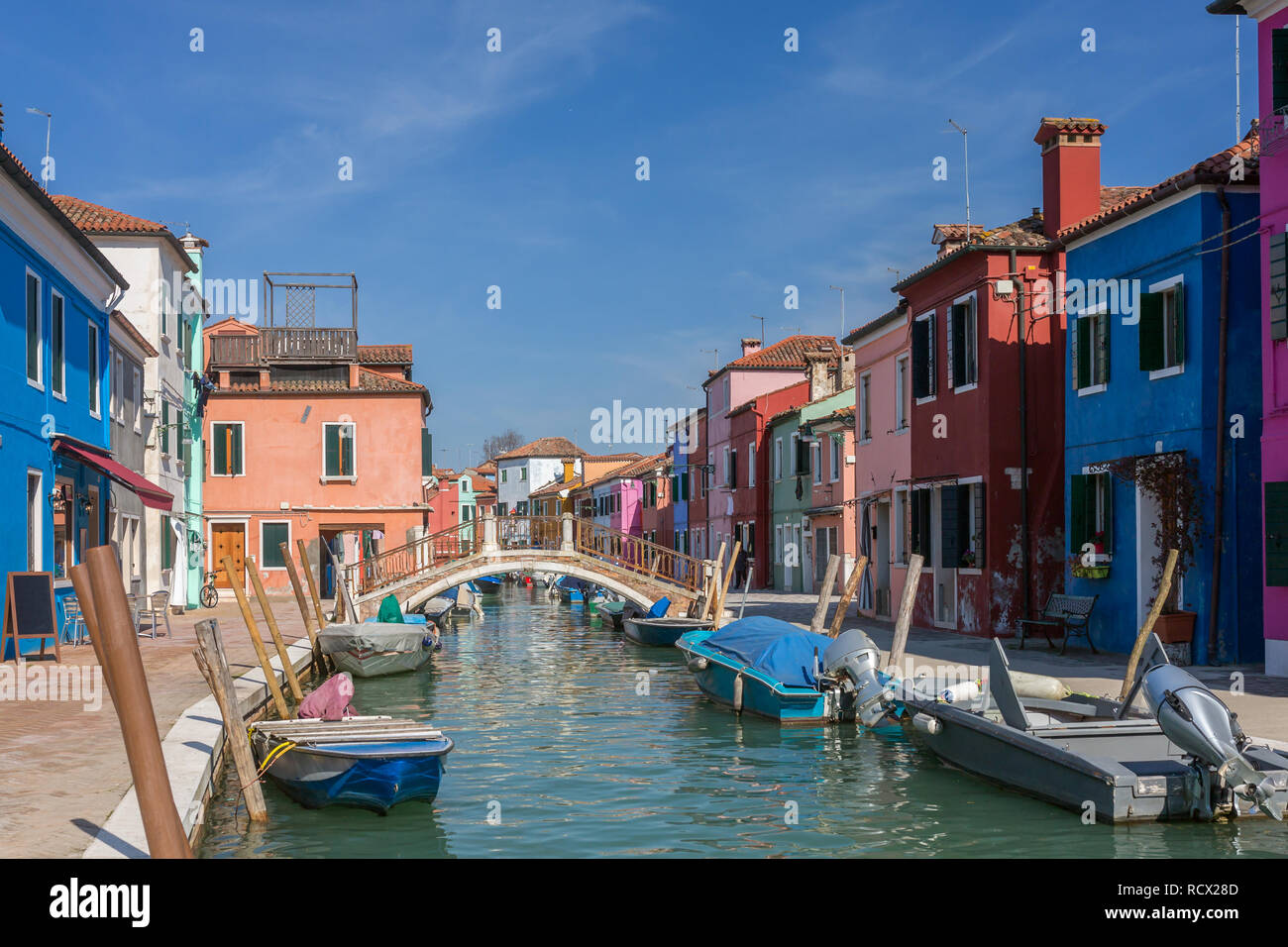 Maisons colorées de Burano, Venise, Italie. Banque D'Images