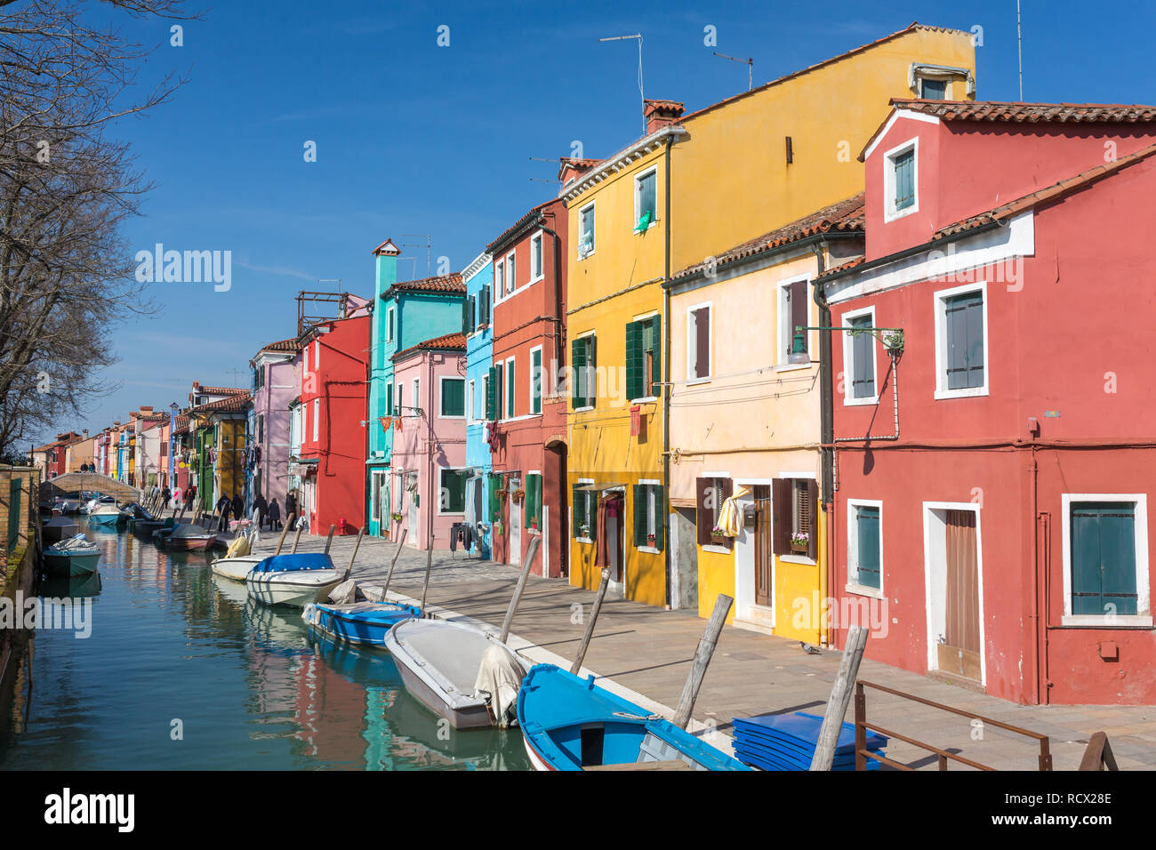 Maisons colorées de Burano, Venise, Italie. Banque D'Images
