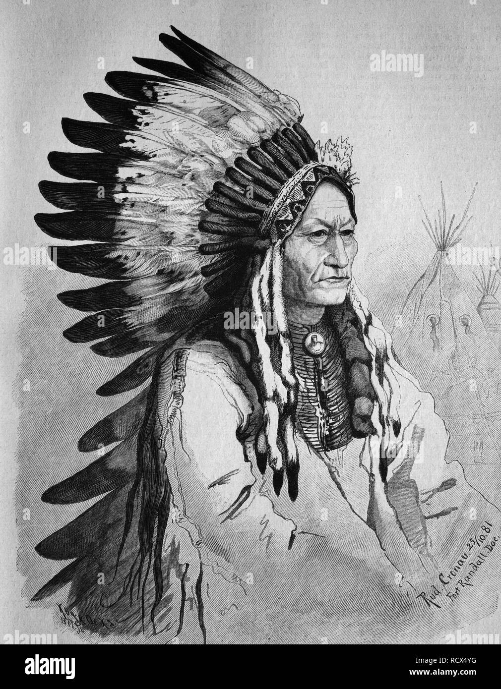 Sitting Bull, de 1831 à 1890, l'un des dirigeants au cours du dernier mouvement de libération des Américains autochtones 1866-1876 Banque D'Images