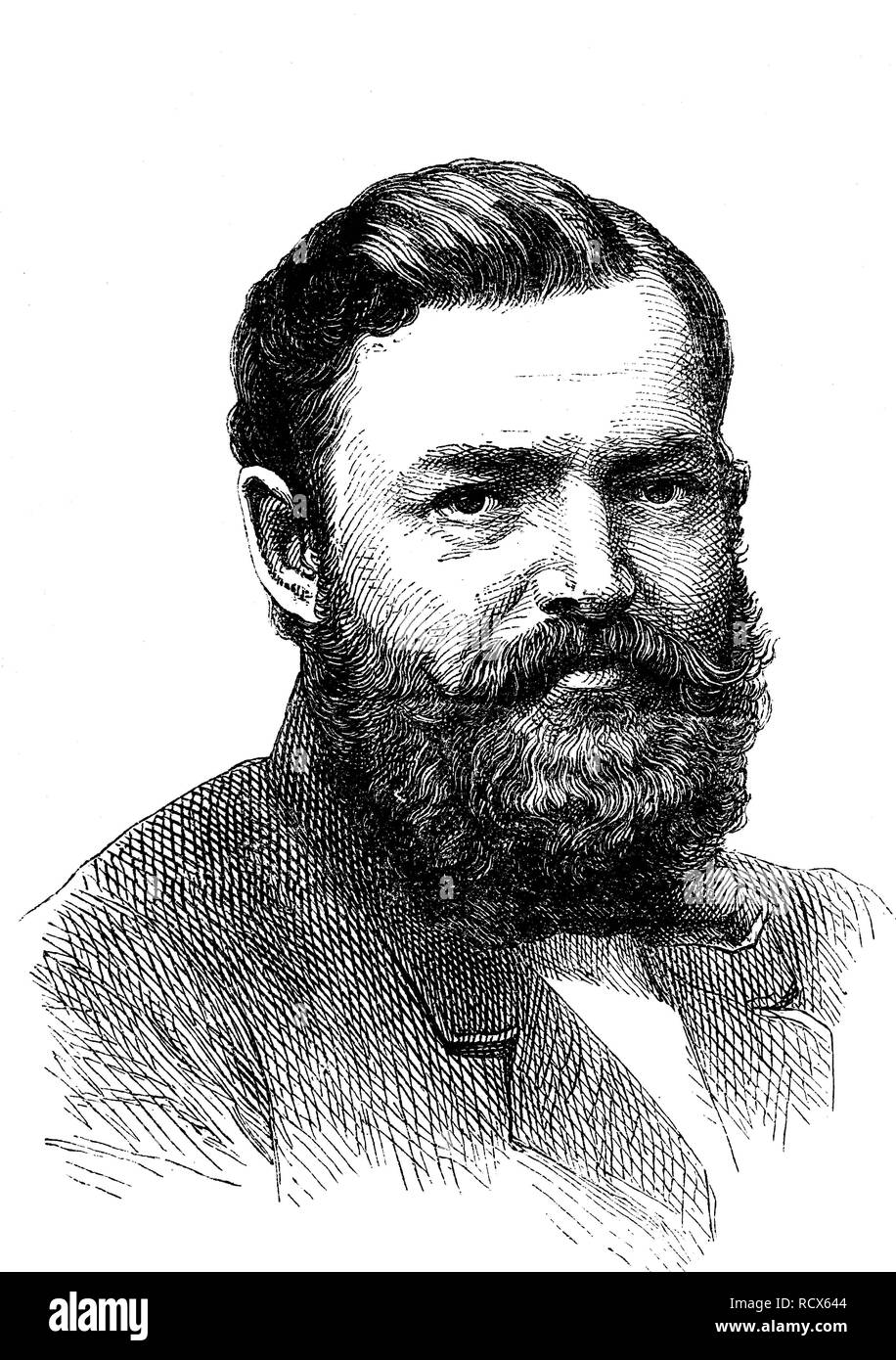 Heinrich Hermann Rentzsch, 1832 - 1917, un représentant de l'association industrielle allemande et MP, gravure sur bois, 1880 Banque D'Images