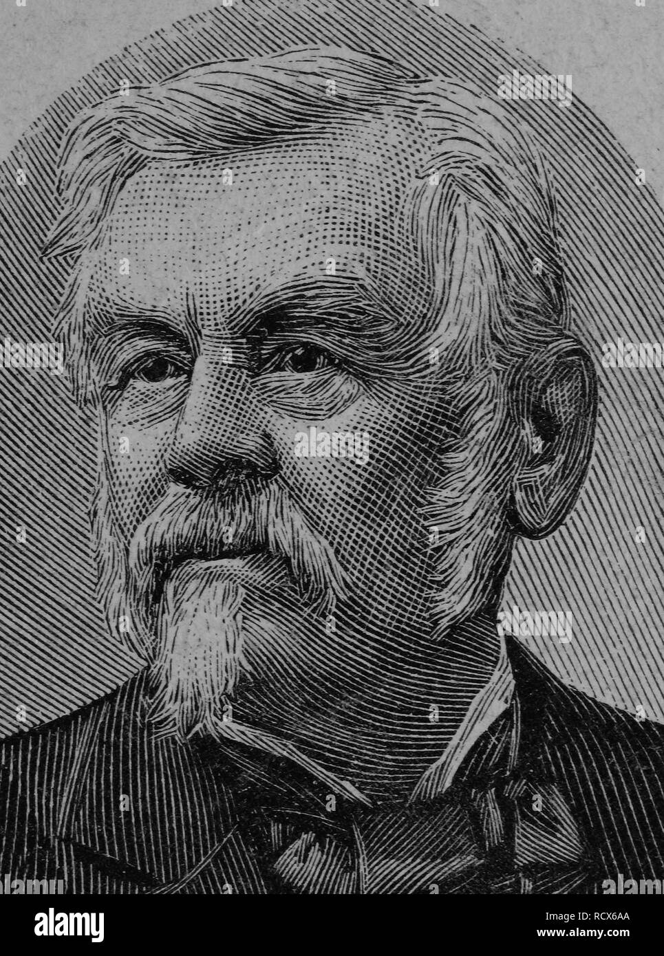 Carl Friedrich Wilhelm Jordan, 1819 - 1904, un écrivain et homme politique allemand, gravure sur bois, vers 1880 Banque D'Images