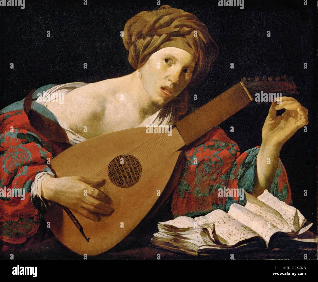 Le joueur de luth. Musée : l'histoire de l'Art Museum, Vienne. Auteur : Ter Brugghen, Hendrick Jansz. Banque D'Images