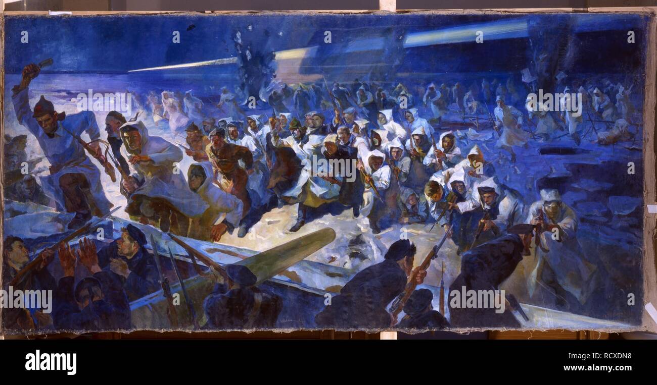 L'attaque sur Cronstadt. Musée : Musée Russe, Saint-Pétersbourg. Auteur : Frenz, Rudolph Rudolphovich. Banque D'Images