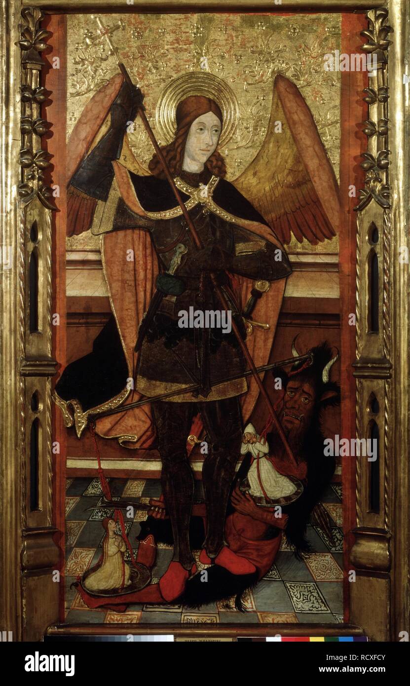 L'archange Saint Michel pesant les âmes des morts. Musée : l'État A. Musée des beaux-arts Pouchkine, Moscou. Auteur : Espalargues, Pedro, le plus jeune. Banque D'Images