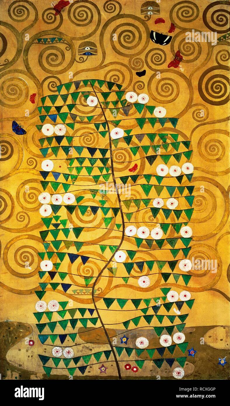 Vase Gustav Klimt : L'Arbre de Vie (noir/or) - 16 cm