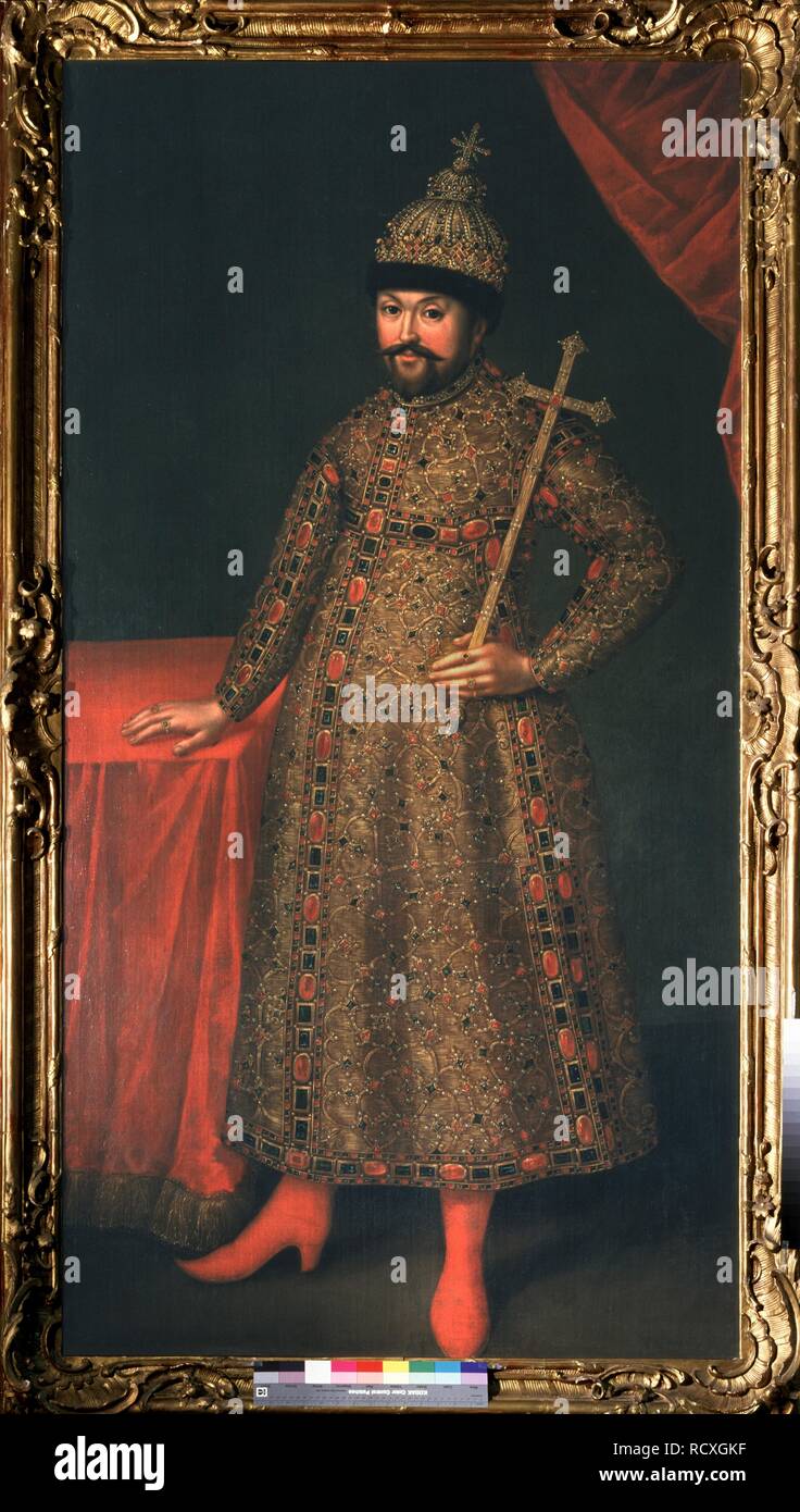 Portrait du Tsar Mikhaïl Fiodorovitch de Russie JE (1596-1645). Musée : la Galerie nationale Tretiakov (Moscou). Auteur : Wedekind, Johann-Heinrich. Banque D'Images