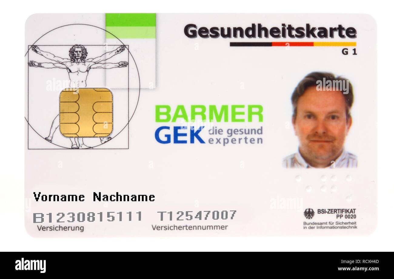 À partir de la carte santé, Barmer Ersatzkasse BEK, carte d'identité lisible électroniquement pour les membres de l'assurance maladie, peuvent enregistrer mes données personnelles Banque D'Images