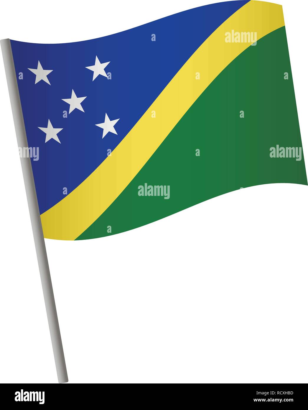 L'icône du drapeau des Îles Salomon. Drapeau national des Îles Salomon sur  un poteau, vector illustration Image Vectorielle Stock - Alamy