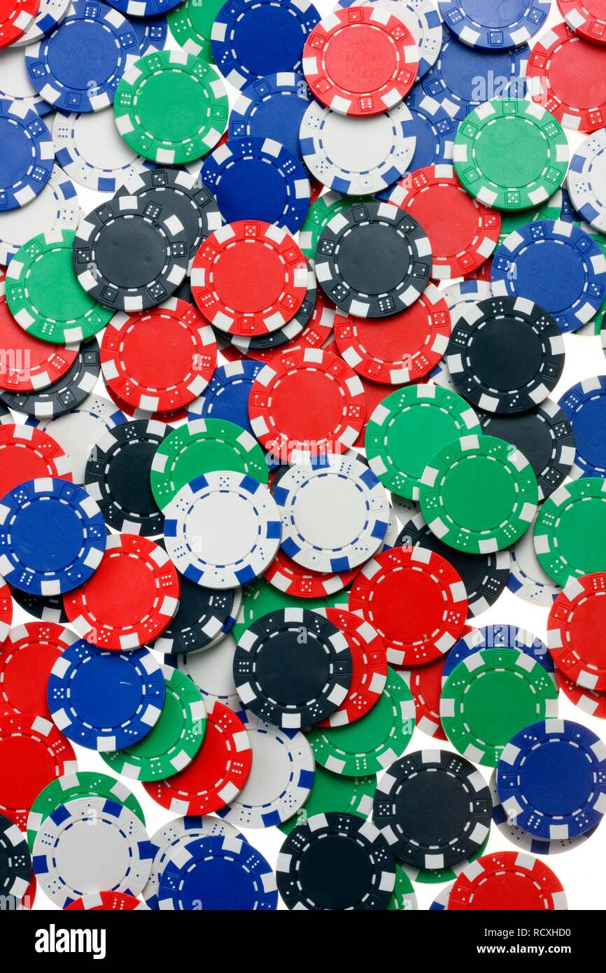 Poker, jetons, jetons, avec différentes valeurs Photo Stock - Alamy