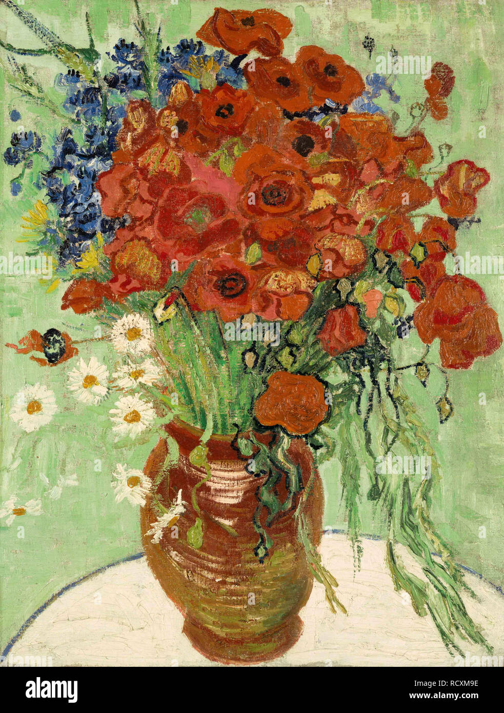 Still Life, Vase avec marguerites et coquelicots. Musée : collection privée. Auteur : VAN GOGH, Vincent. Banque D'Images