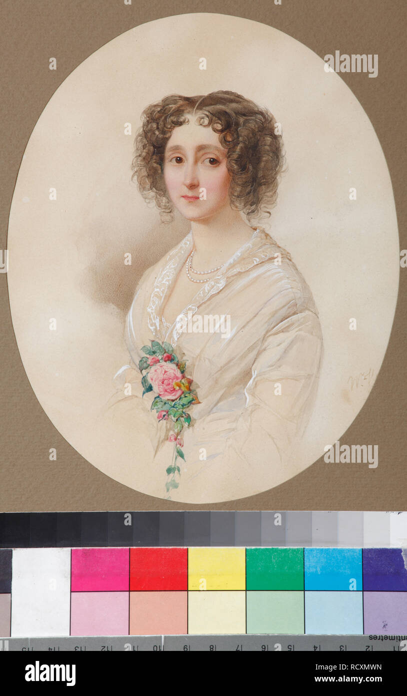 Portrait d'Alexandra Mikhaylovna Chelishcheva (1816-1913). Musée : Podstanitsky collection. Auteur : Hau (Gau), Vladimir Ivanovitch. Banque D'Images