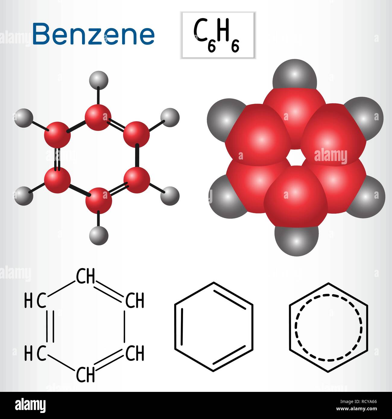 Molécule de benzène - Structure de formule chimique et le modèle. Vector illustration Illustration de Vecteur