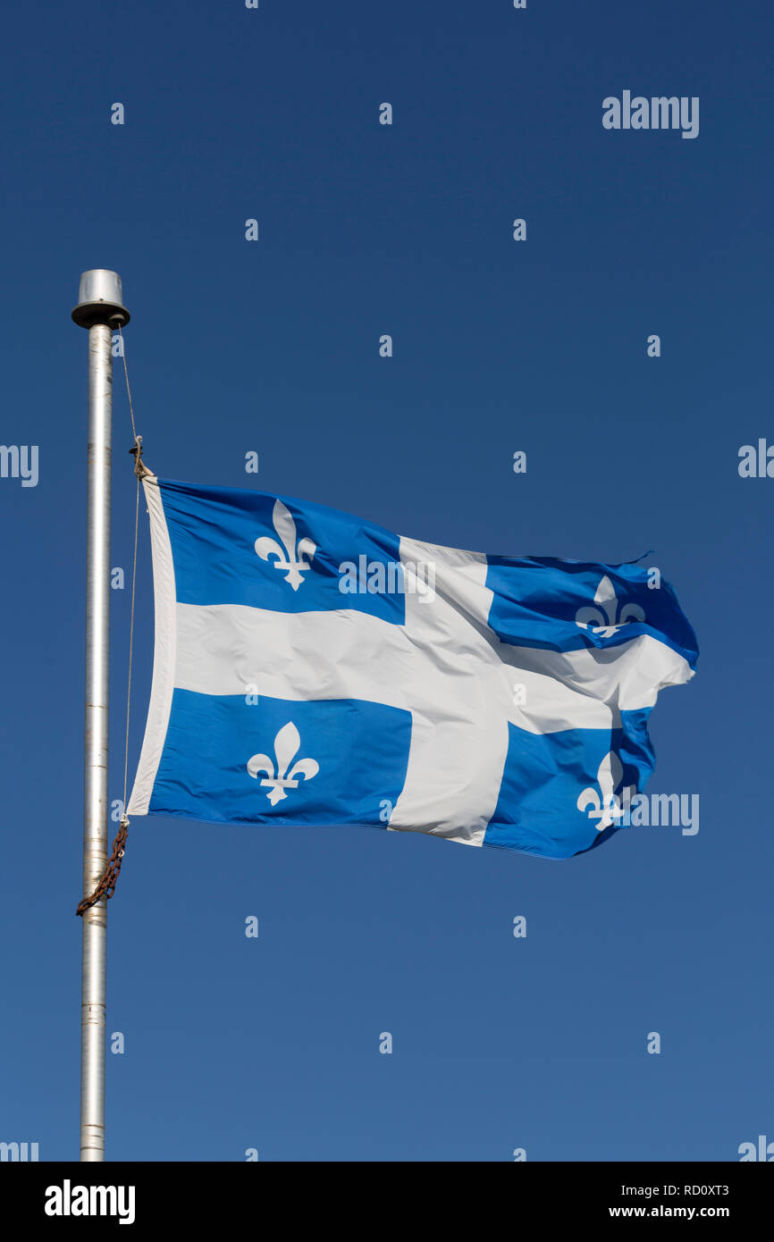 Le drapeau provincial de mouches du Québec au Québec, Canada. Le ...