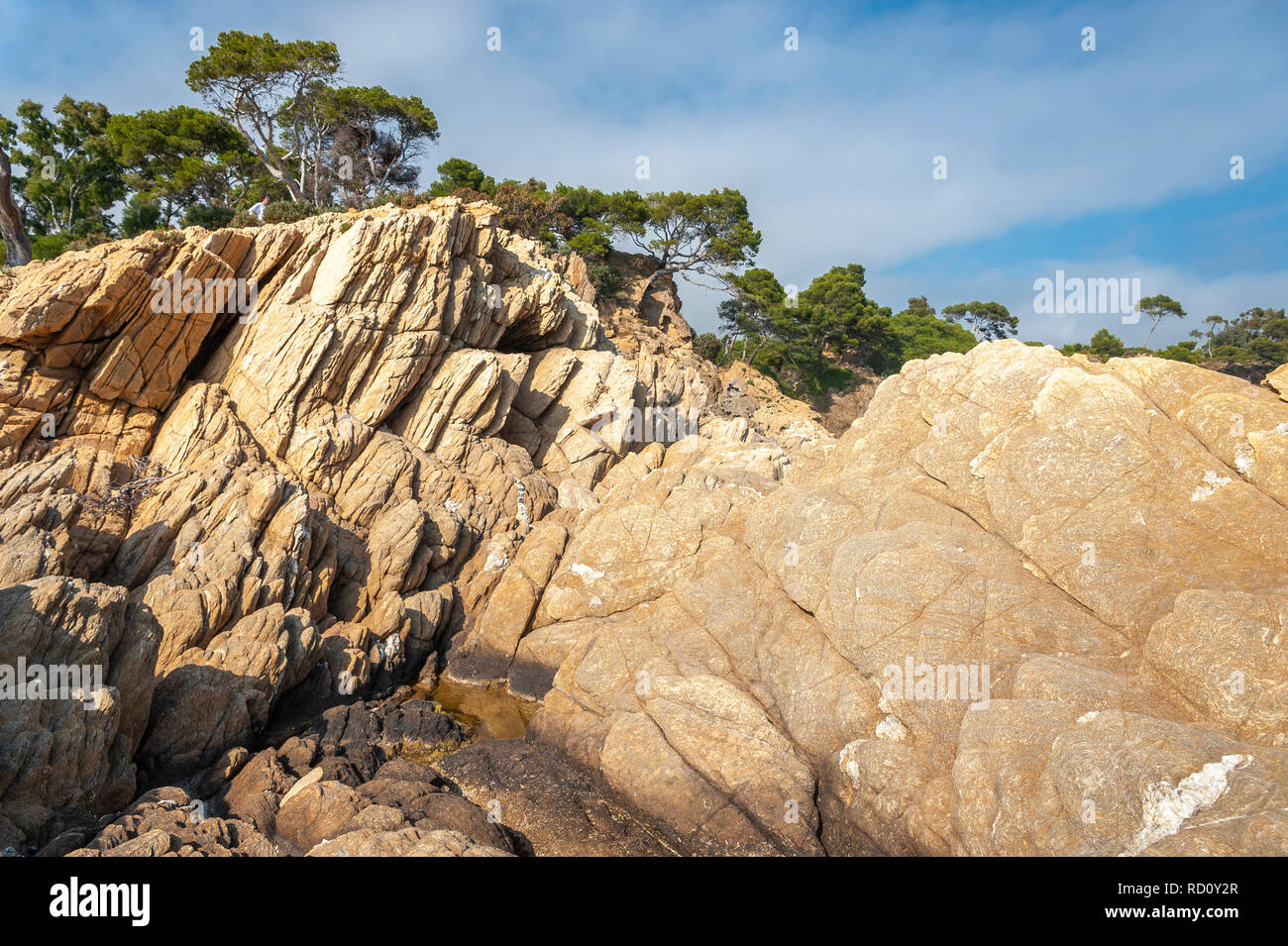 Côte rocheuse de la pointe du Layet, Le Lavandou, Var, Provence-Alpes-Côte d'Azur, France, Europe Banque D'Images