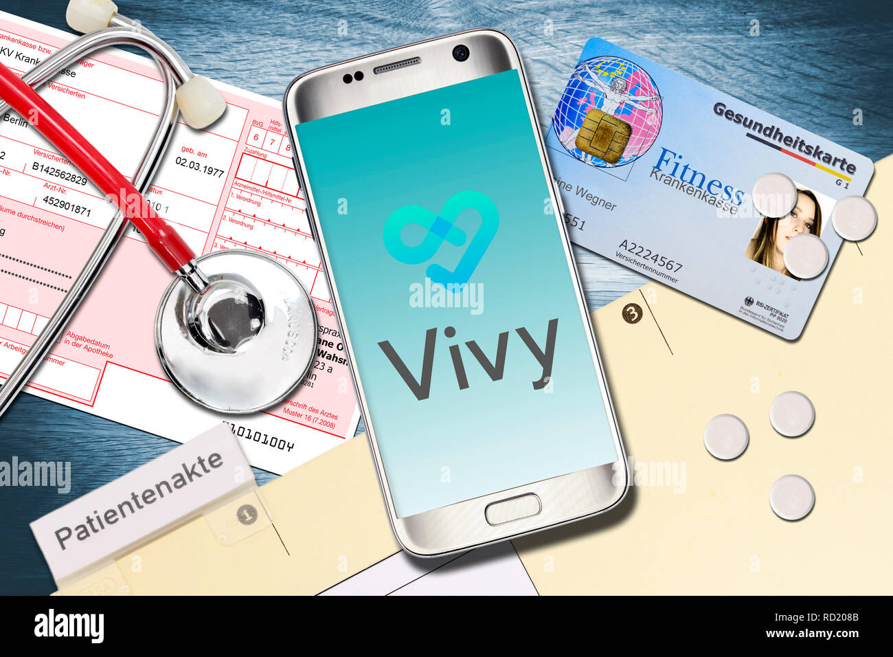 Loi du patient numérique Vivy, poste, symbolique, photo digitale Patientenakte Vivy App, Symbolfoto Banque D'Images