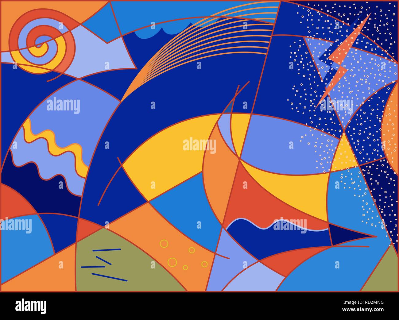 Abstract sea paysage dans le mauvais temps Illustration de Vecteur