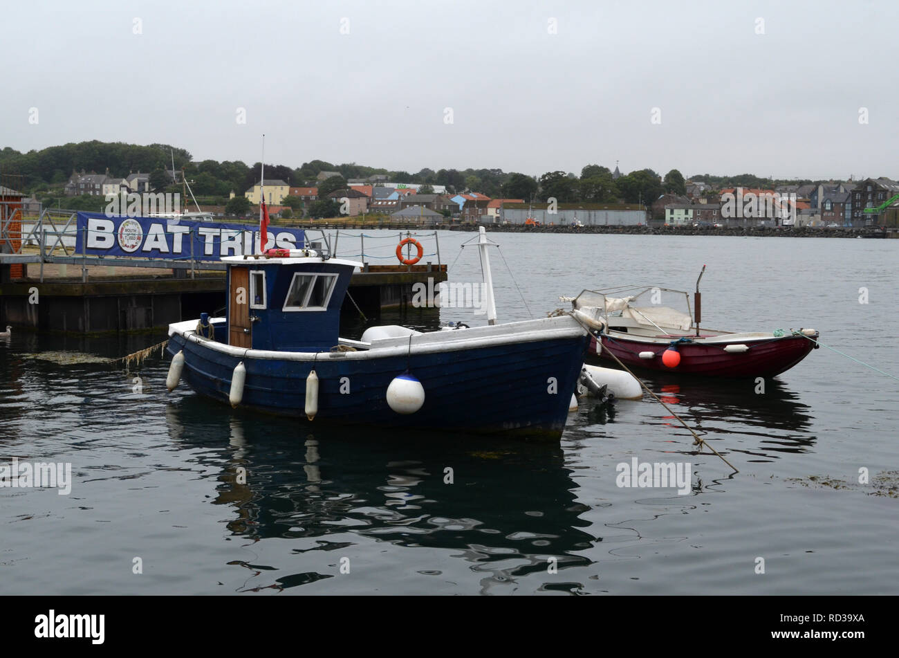 Bateaux amarrés à Berwick upon Tweed, une ville anglaise dans le comté de Northumberland Banque D'Images