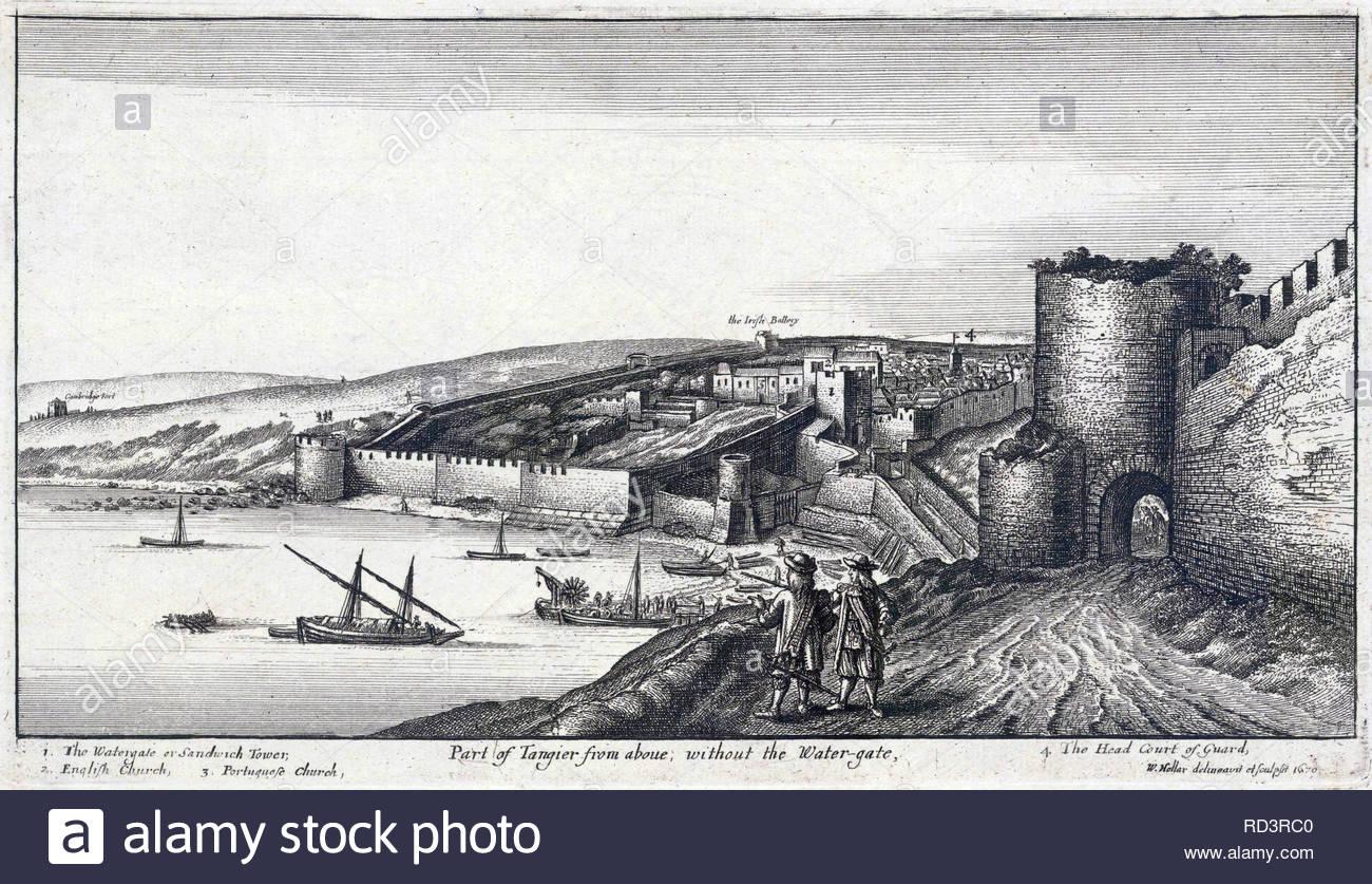 Tanger à partir de ci-dessus, par une gravure graveur Wenceslaus Hollar Bohème à partir de 1670 Banque D'Images
