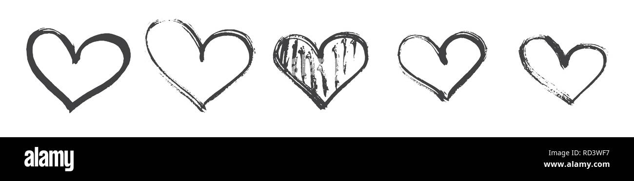 La calligraphie à la main coeur isolé sur fond blanc. Vector Illustration. Illustration de Vecteur La calligraphie à la main coeur isolé sur fond blanc. Vector Illustration. Illustration de Vecteur