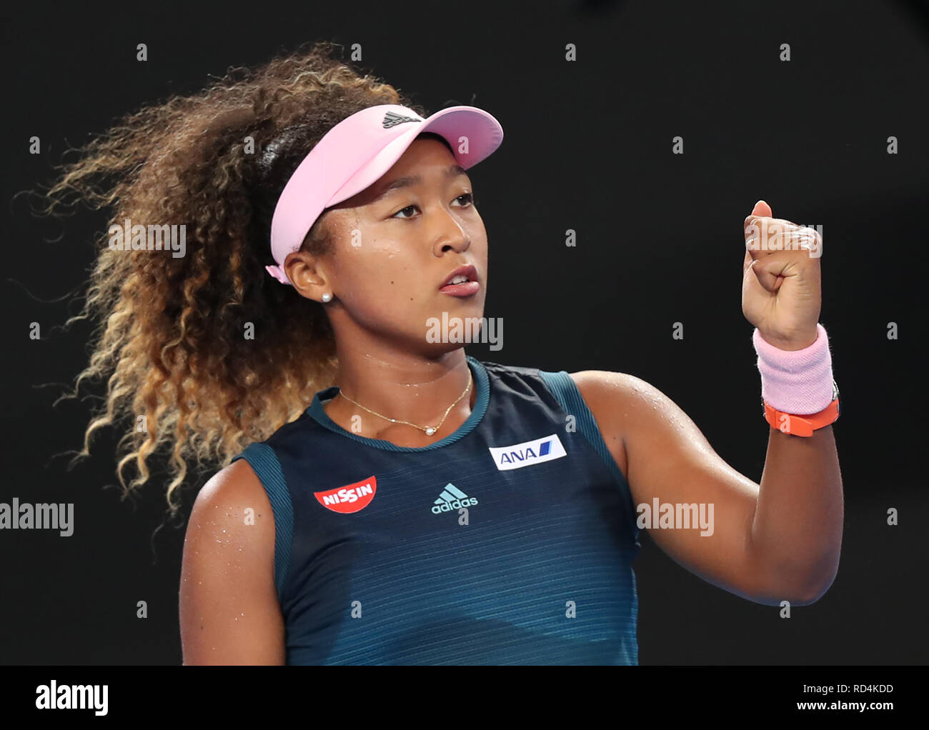 Melbourne, Australie. 17 Jan, 2019. Naomi Osaka du Japon au cours de la célèbre féministe des célibataires deuxième tour contre Tamara Zidansek de Slovénie à l'Open d'Australie à Melbourne, Australie, le 17 janvier 2019. Credit : Bai Xuefei/Xinhua/Alamy Live News Banque D'Images