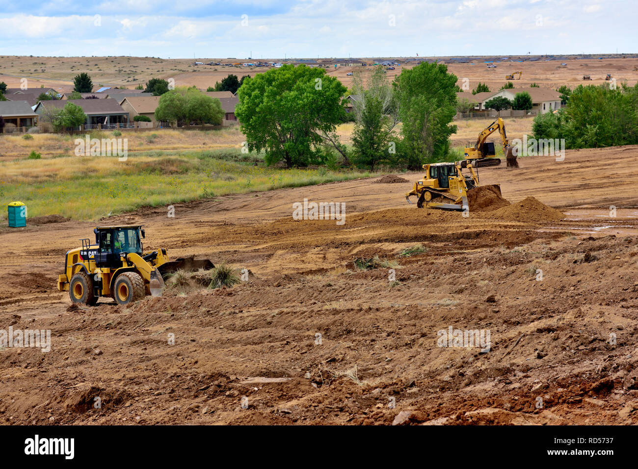 Compensation lourd de terrassement et de nivellement des terres pour les capacités d'accueil, Arizona, USA Banque D'Images