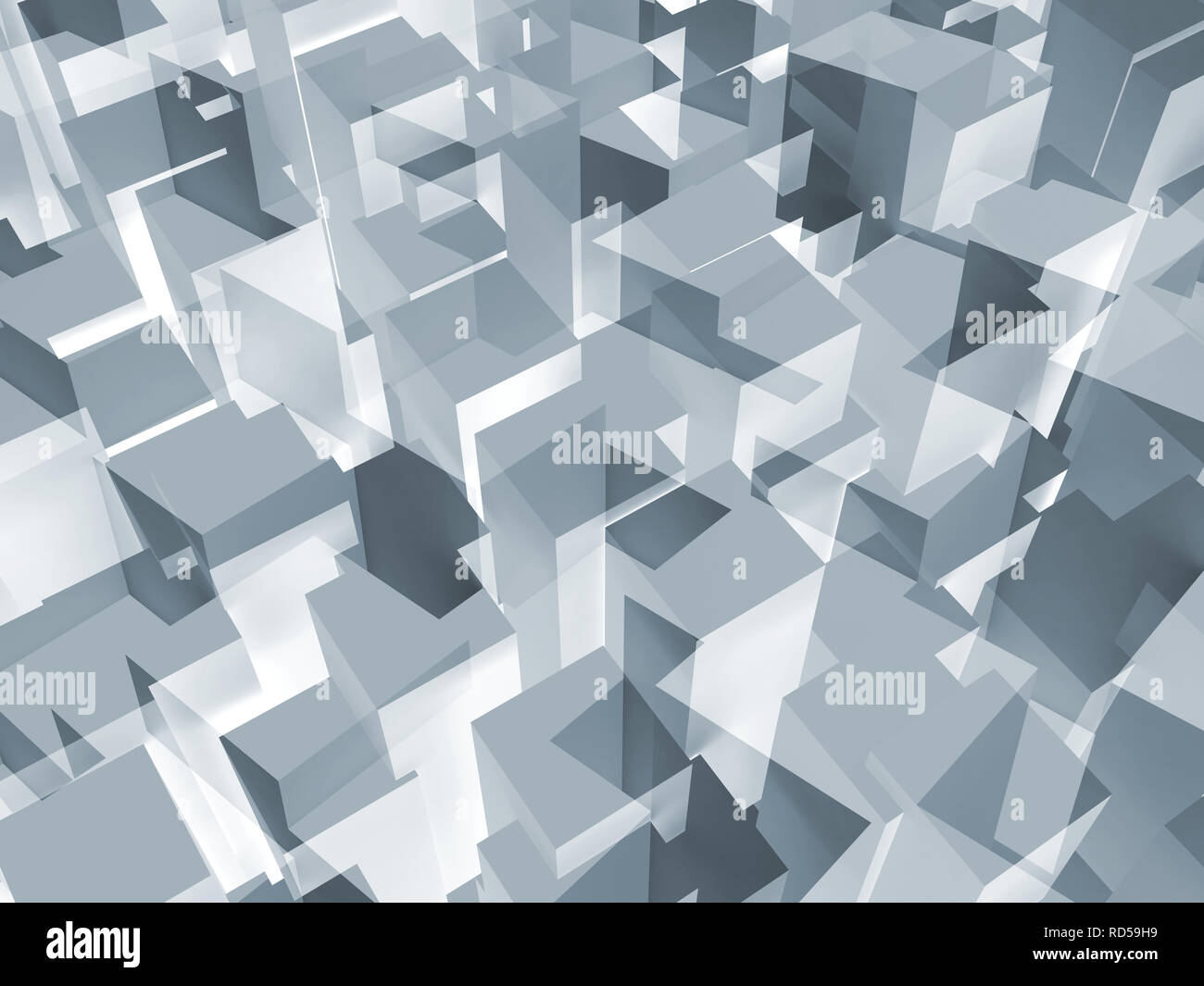Résumé motif géométrique, d'un bleu brillant, structure des cubes, illustration 3D render Banque D'Images
