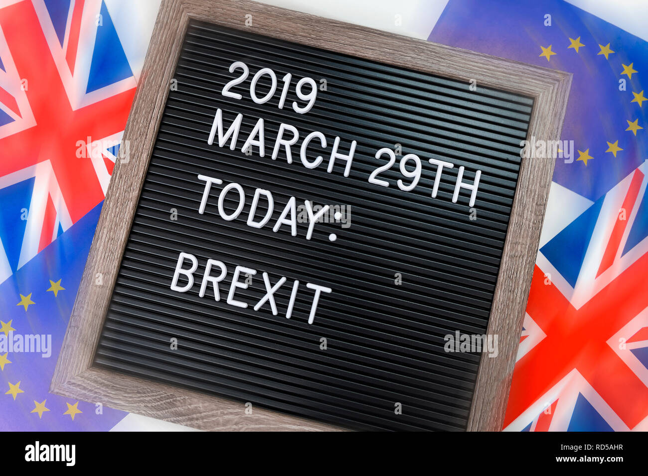 Avec le futur Conseil Brexit date le 29 mars 2019, mit dem voraussichtlichen Brexit-Datum Tafel am 29. März 2019 Banque D'Images