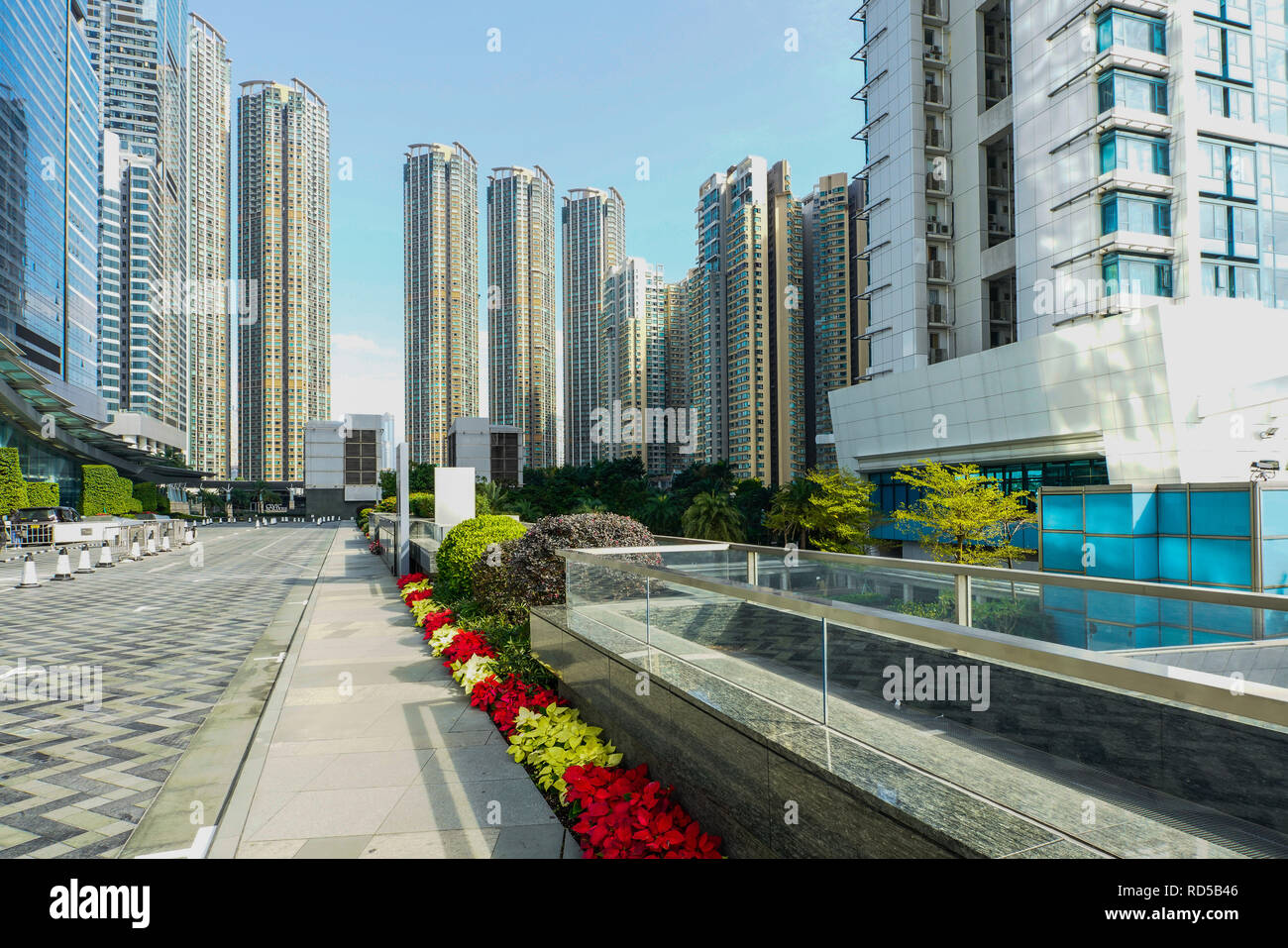 Avis de Civic Square et éléments Mall, West Kowloon, Hong Kong, Chine. Banque D'Images