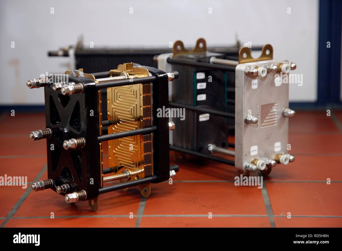 Section longitudinale d'une pile à combustible, projet de recherche pour les nouveaux lecteurs de l'énergie, du laboratoire de tests pour les piles à combustible-technologie à Banque D'Images