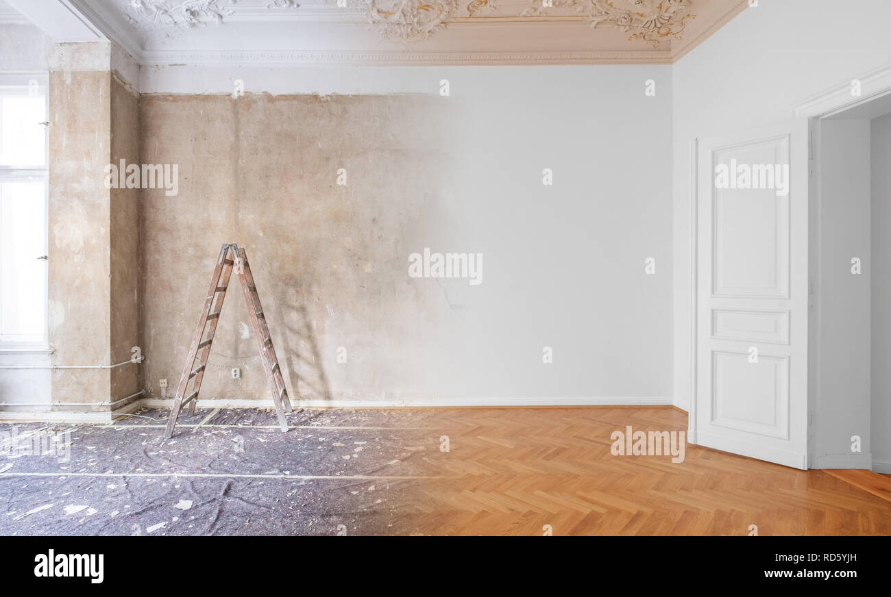 Prix avant et après remise à neuf ou rénovation Banque D'Images